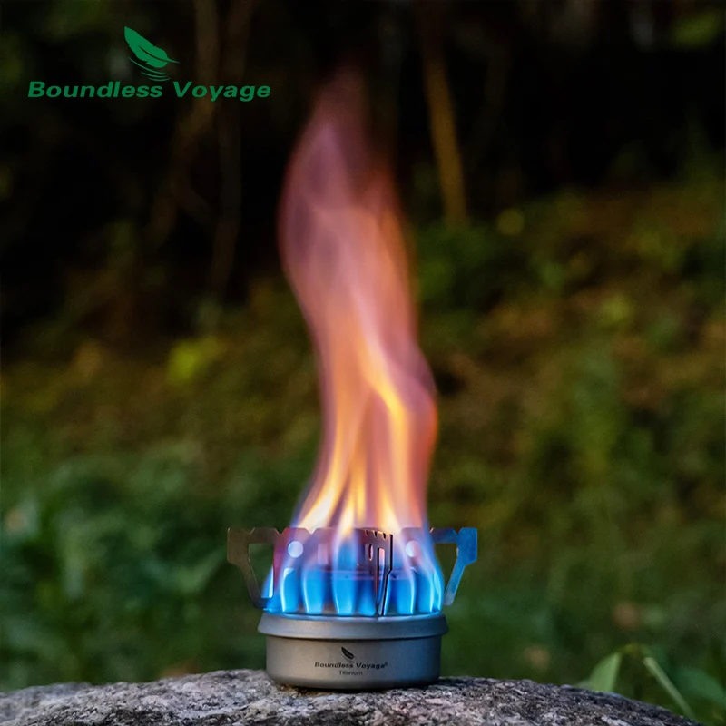 Boundless Voyage Titanium Alcohol Stove with Bracket Outdoor Camping Picnic Backpacking Oil Candle Heater Furnace Ti1512B camping stove