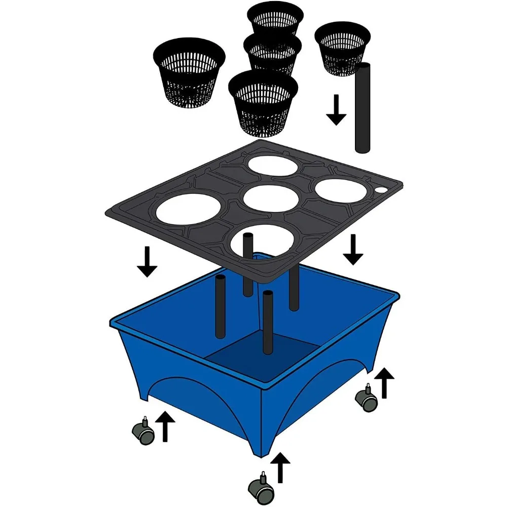Hydroponic Planting System with Casters, 24" x 20", Cobalt Blue 2