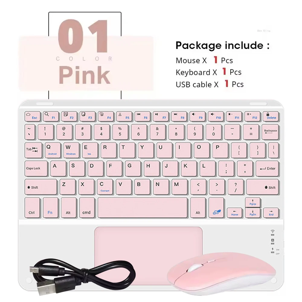 Ultra-Slim Portable Bluetooth Keyboard with Touchpad - Rechargeable and Silent