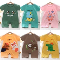 2024 Infant Toddler Crawling Clothes Cotton Summer Boys Girls Thin Male Baby Female Short-sleeved Romper suit Children's Onesie 1