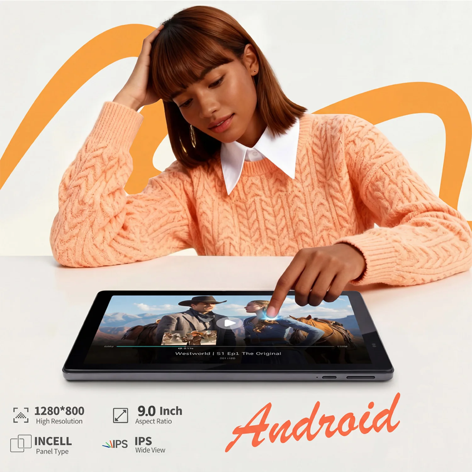 새로운 9인치 i17 패드 안드로이드 13, 옥타 코어, 4GB 램 64GB 롬, 1TB 확장, 와이파이, 6000mAh 배터리, 듀얼 카메라, 구글 키즈 태블릿