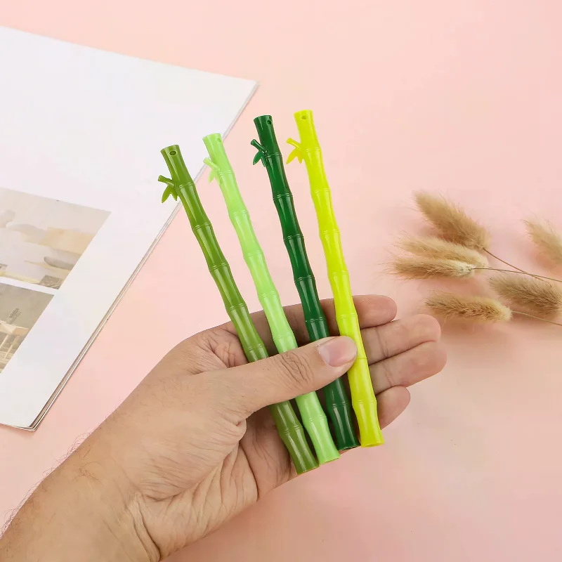 Set di penne a sfera in bambù di colore casuale da 2 pezzi Accessori scolastici per ufficio per studenti carini Penne per scrittura ecologiche Materiale scolastico - immagine 4