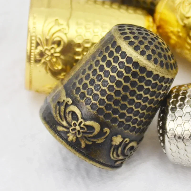 Vintage Copper Sewing Thimbles Silver Gold Finger Protector Tools DIY Craft Household Sewing Embroidery Sewing Tools & Accessory