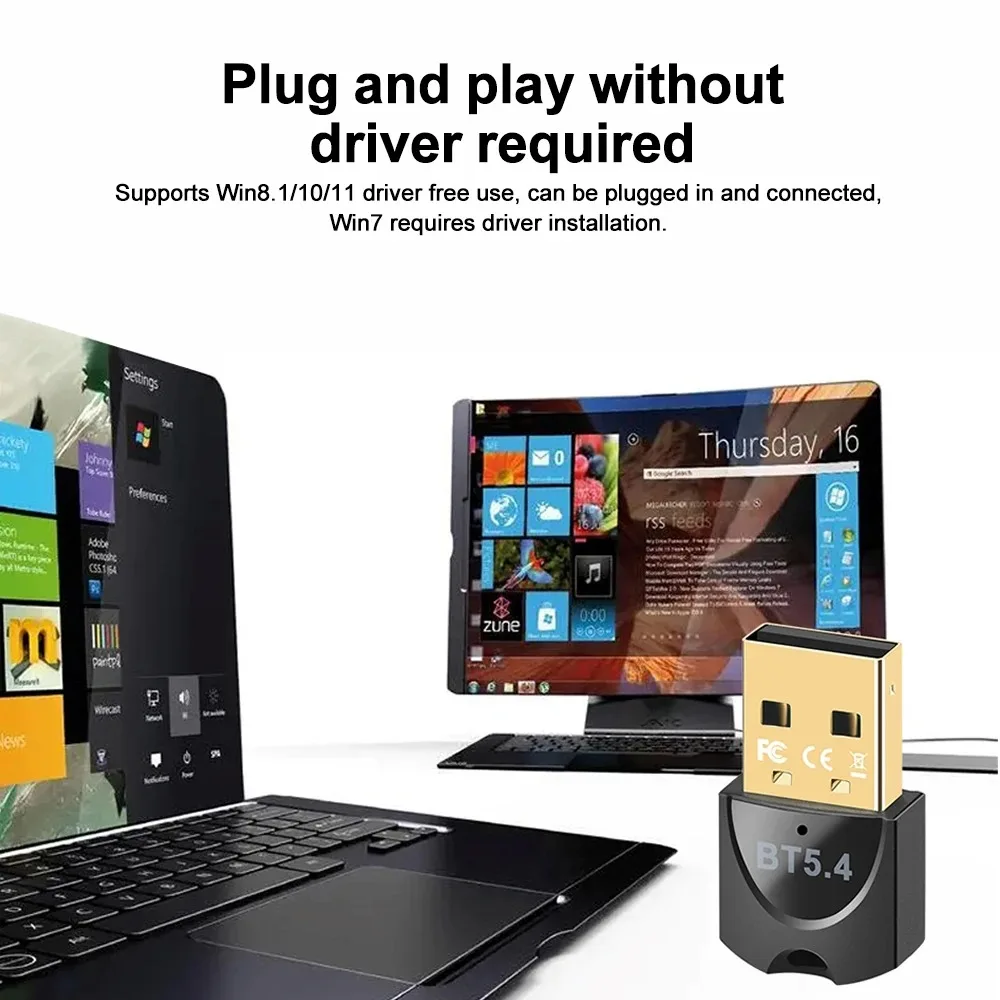 KEBIDU USB 무선 블루투스 어댑터 블루투스 5.4 어댑터 USB 송신기용 무선 마우스 키보드 음악 오디오 수신기 , USB Wireless Bluetooth Adapter Bluetooth 5.4 Ad