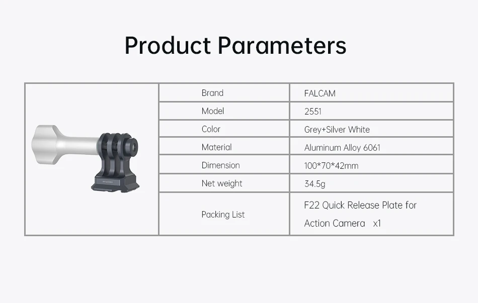 F22 Clamp Quick Release Plate Quick Release Base Ball Head for Gopro Cameras