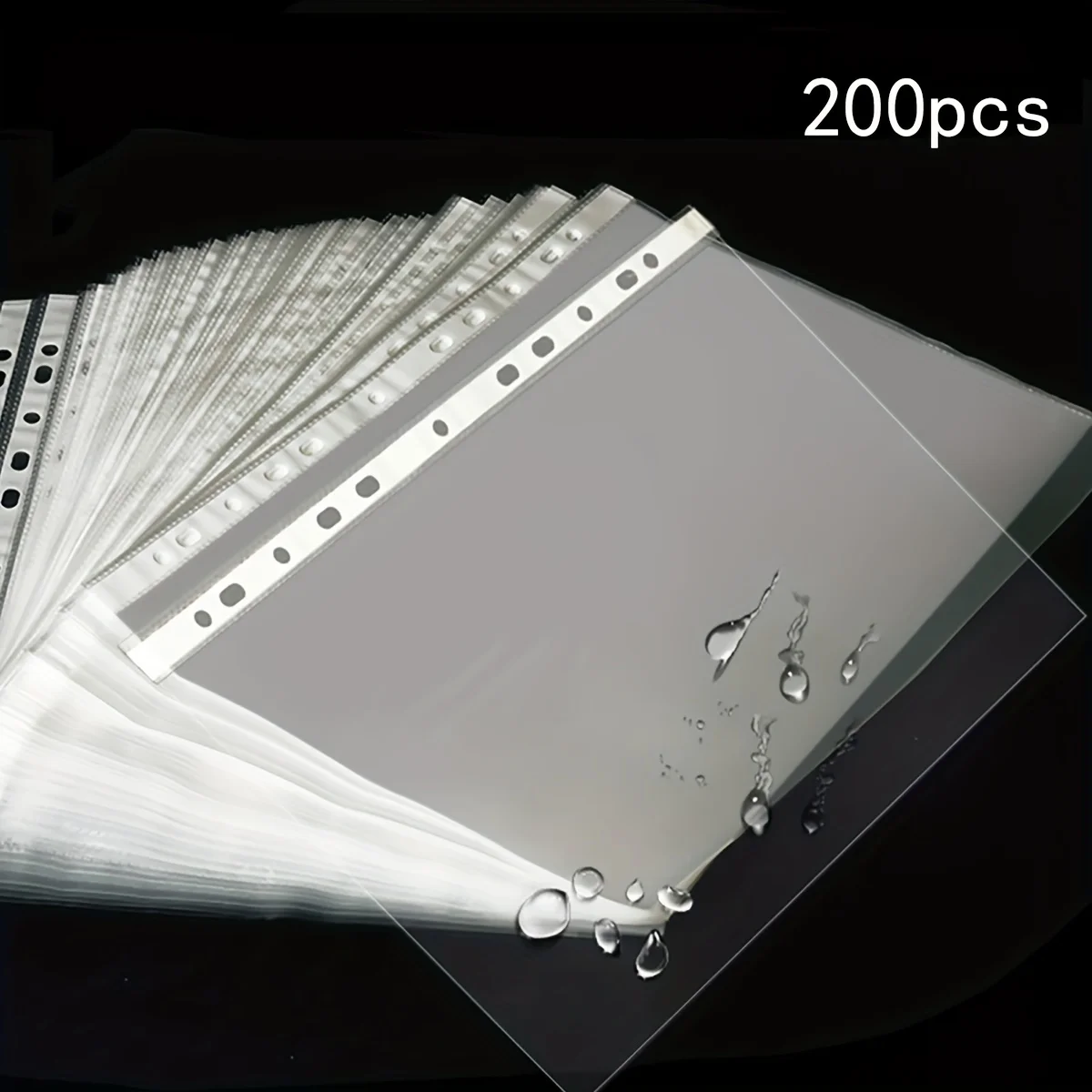200'lü Paket PVC Şeffaf Sayfa Koruyucuları, 11 Delikli Delikli Su Geçirmez A4 Plastik Dosya Kılıfları, Belge Düzenleme için