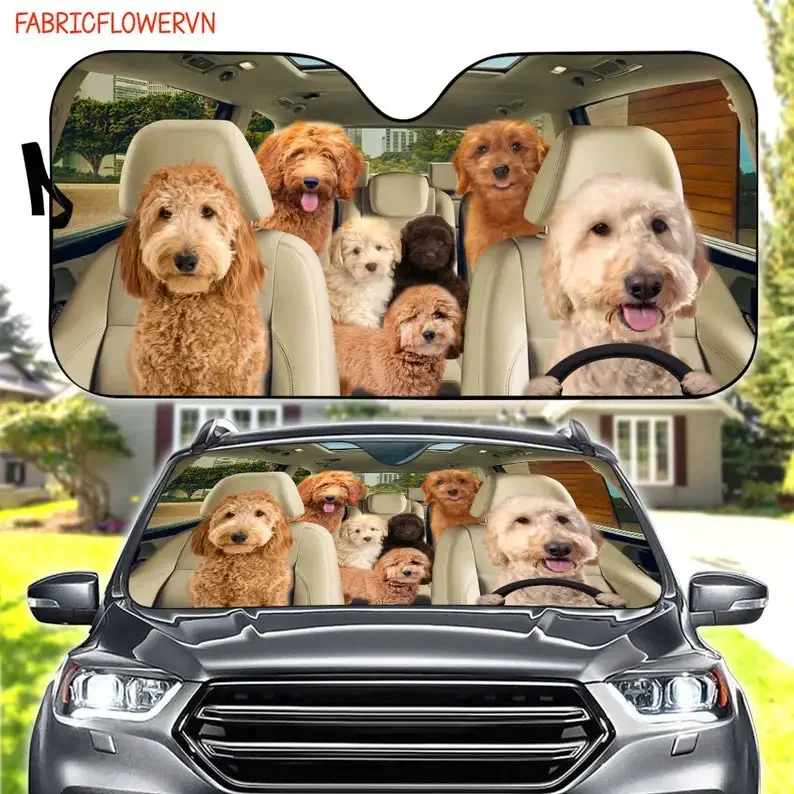 

Goldendoodle Car Sunshade, Goldendoodle Car Decoration, Dog Windshield, Dog Lovers Gift, Dog Car Sunshade, Gift For Mom, Gift Fo
