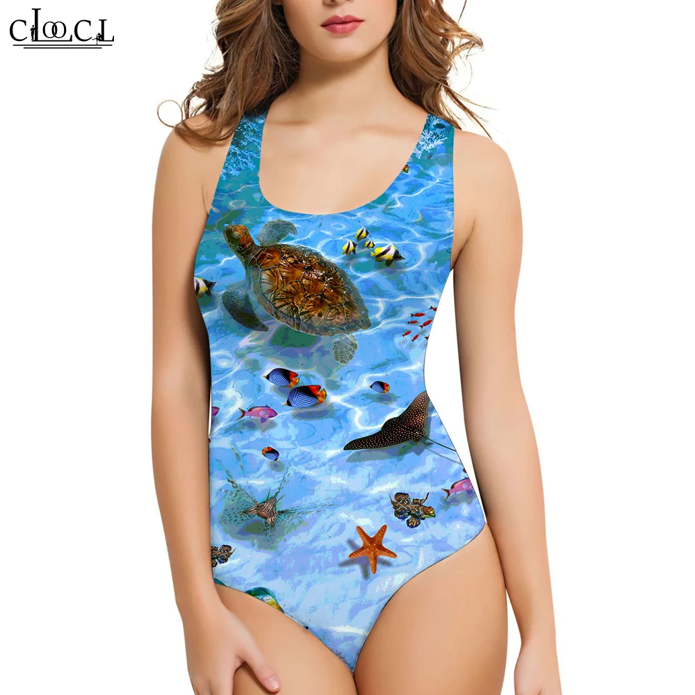 Cilocl Costume Da Bagno Senza Maniche Da Donna Sea Turtle Costume Da Bagno Intero Stampato In 3D Costume Da Bagno Da Spiaggia Da Donna Estivo Fresco D
