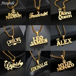 Customized Names Pendant Necklace Stainless Steel Personalized Jewelry Cuban Thick Chain for Men Women Detachable Necklace Gift