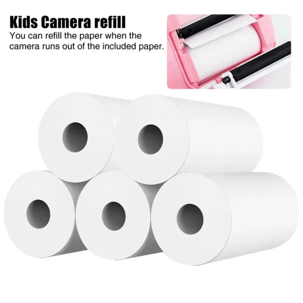 Papel térmico de 57x25mm para cámara de niños, papel de impresión instantánea, piezas de repuesto de accesorios, color blanco, 30 rollos