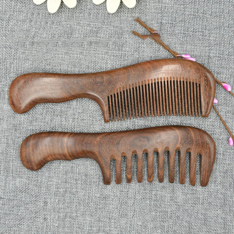 Hair Comb Hair Brush Comb Hair Comb Set Natural Sandalwood Hair Combs Anti-Static Wooden Comb Massager Long Wide Tooth Detangle Sandalwood Comb Hair Care Household Gift