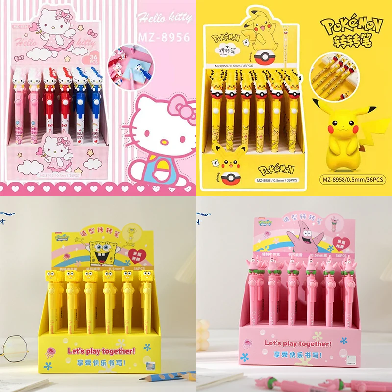 

Sanrio Hellokitty Doraemon SpongeBob SquarePants Patrick Star Pikachu Turning Pen Gel Pen Cartoon Cute Creative Pen Black
