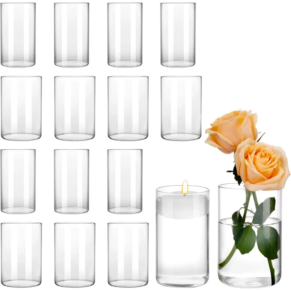 

16pcs Glass Cylinder Vases for Flowers 6 Inch Tall Clear Vases for Centerpieces Wedding Decorations