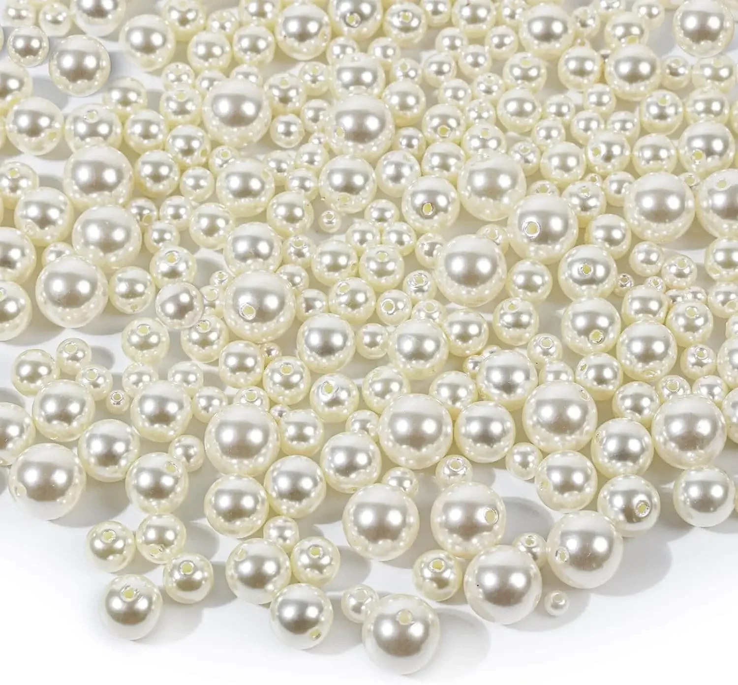 ABS Beads 3 4 6 8 10 12 14 16mm Pearl Beads White Beige Loose Round Beads Craft For Fashion Jewelry Making DIY Craft Garment