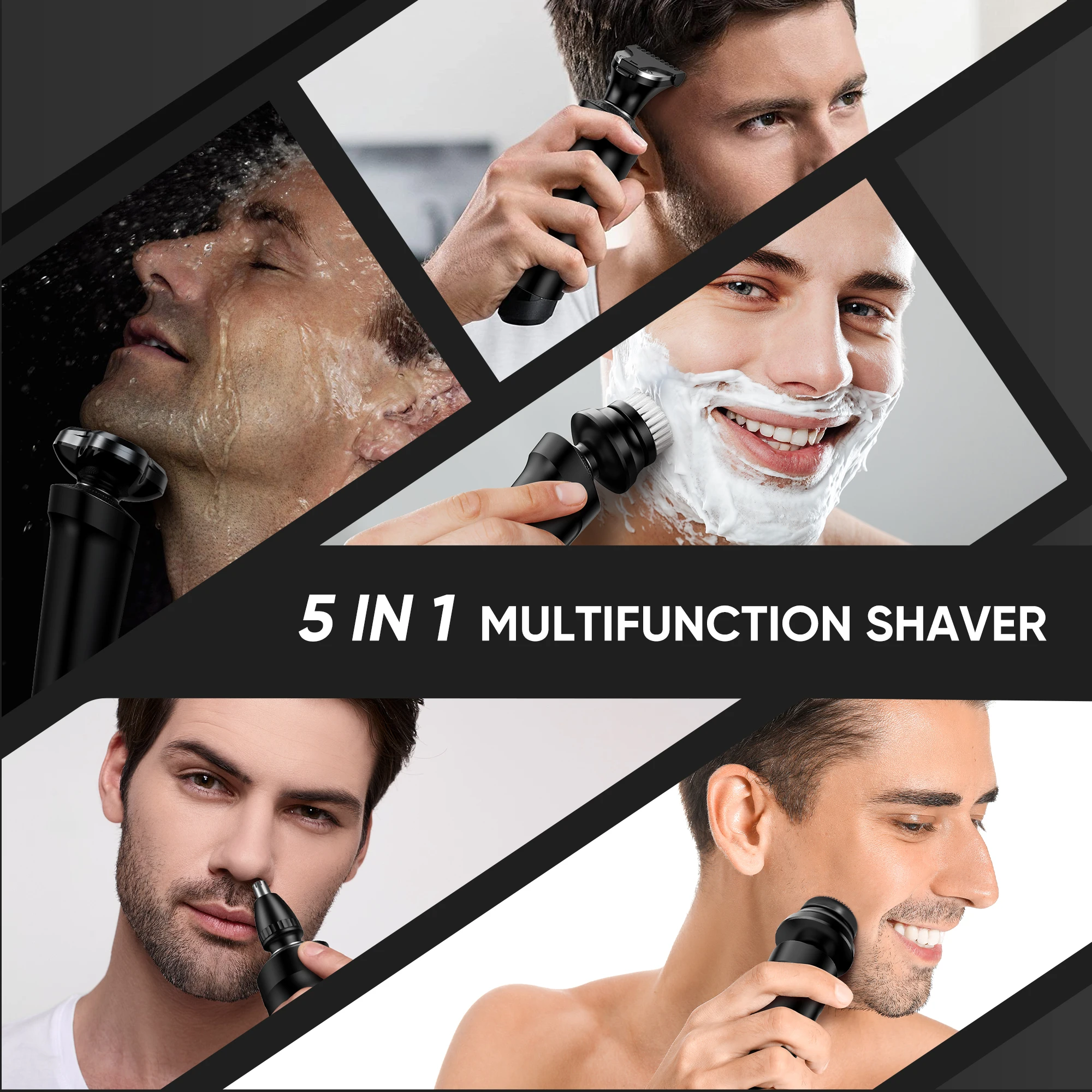 Sejoy Shaver Barber for Men 5 in 1 Electric Razor Rechargeable with Beard Trimmer Lithium Battery Portable Shavers for Travel 5