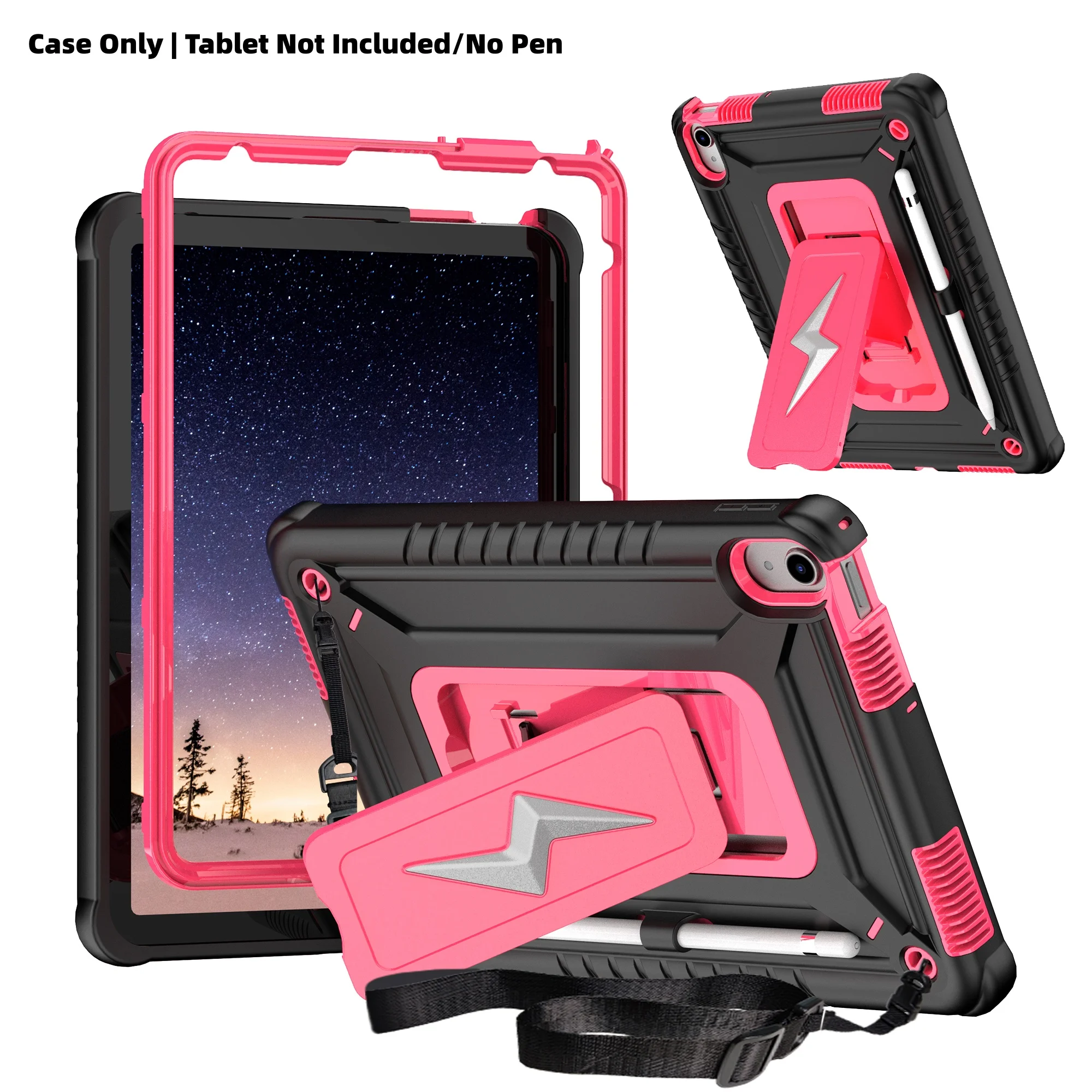 Heavy Duty Shockproof Tablet Case with Kickstand and Shoulder Strap