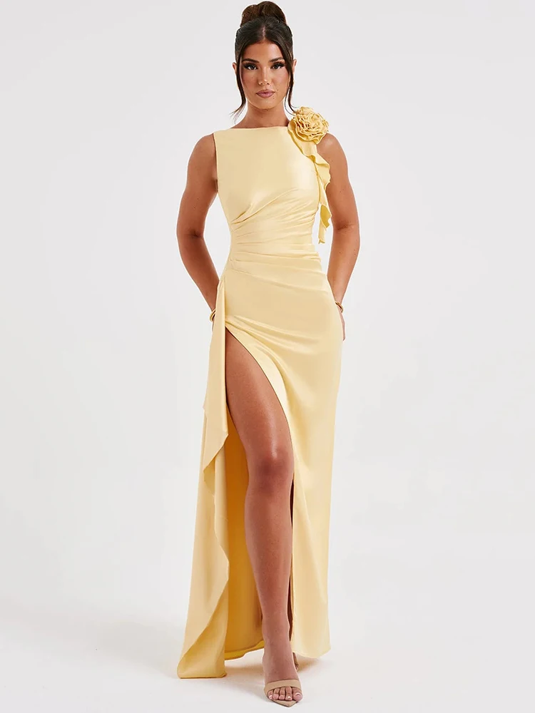 backless thigh-high split maxi dress Backless Maxi Dress