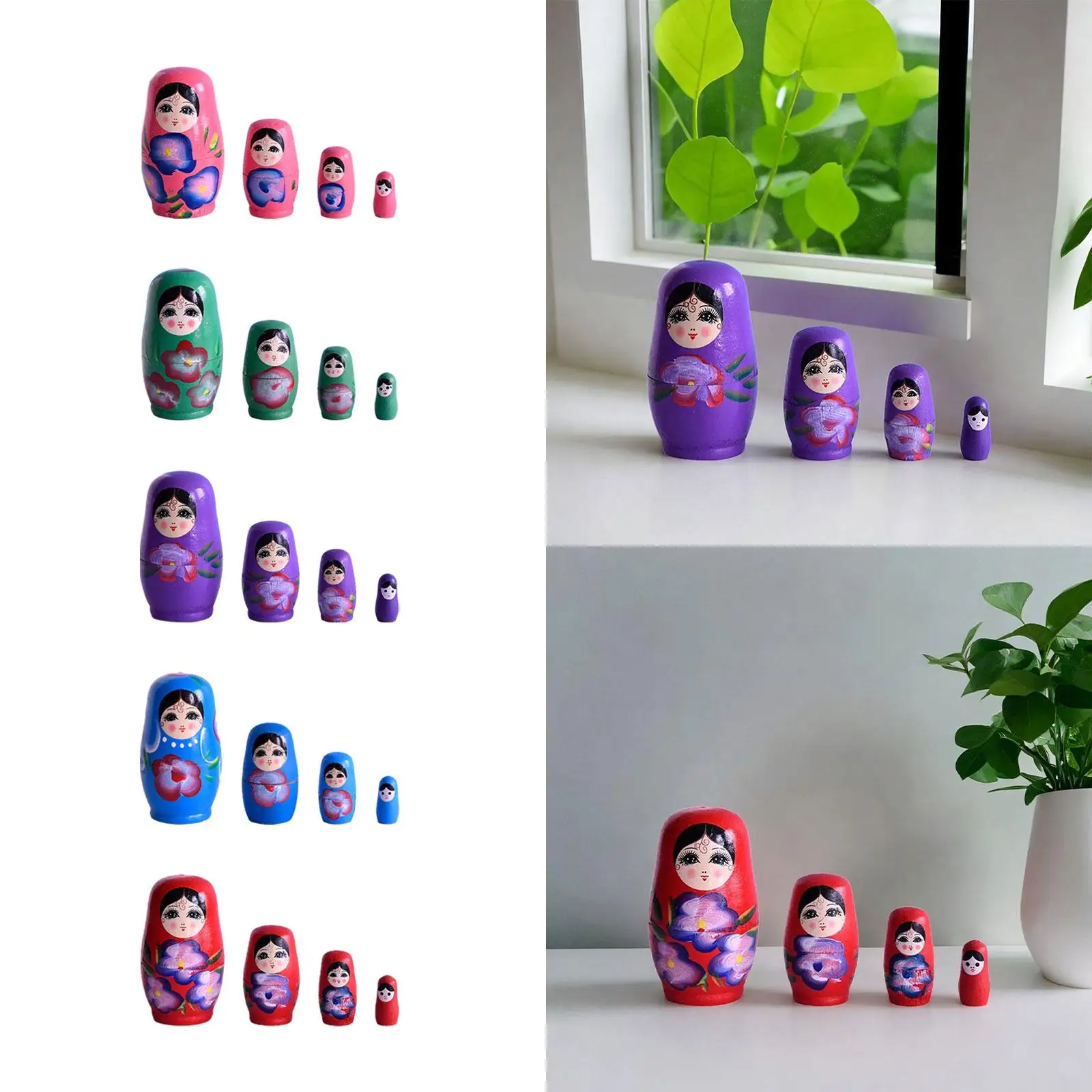 4 Pieces Nesting Doll Toy Cute Matryoshka Dolls for Tabletop Holiday Decor