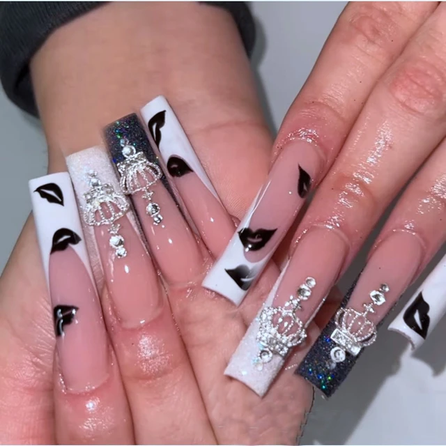 24pcs/Set Detachable Long Coffin Fake Nails European Rainbow Ballerina Full Nail Art Tips Colorful Beauty Artificial False Nails NEW 5