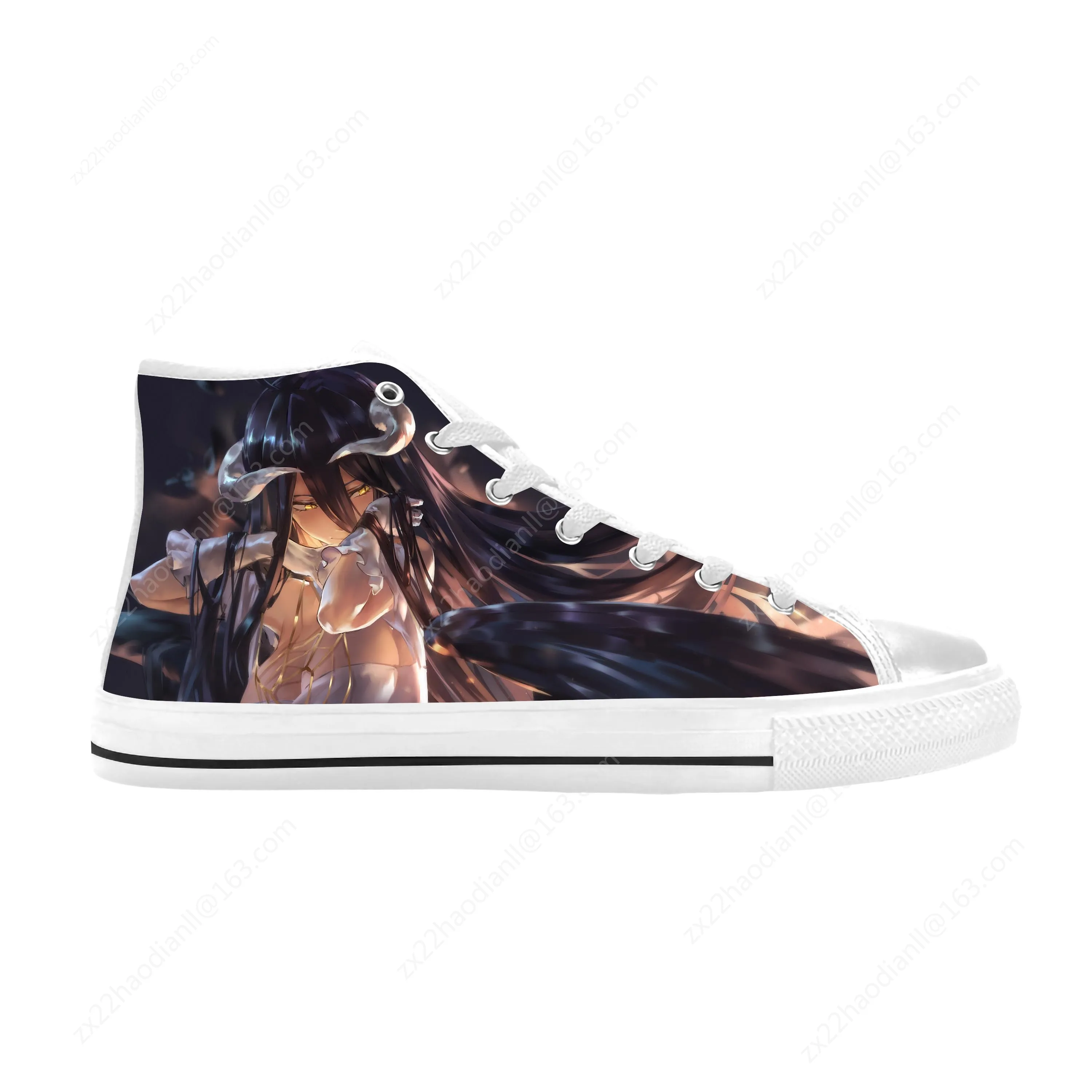 Japanese Anime Manga Cartoon Albedo Overlord Cute Casual Cloth Shoes High Top Comfortable Breathable 3D Print Men Women Sneakers