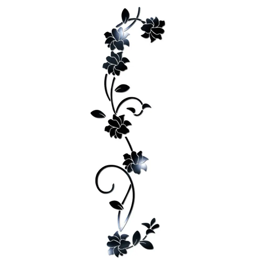 Description Picture 2 of item3D Flower Vine Acrylic Mirror Wall Sticker Living Room Art Decals Home Decor DIY