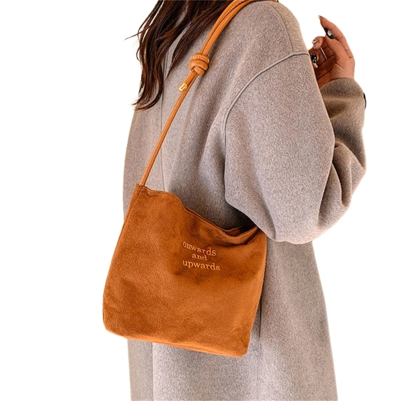 Solid Color Shoulder Bag for Women Crossbody Bag Multifunctional Handbag Student Book Bag Large Capacity Bag E74B