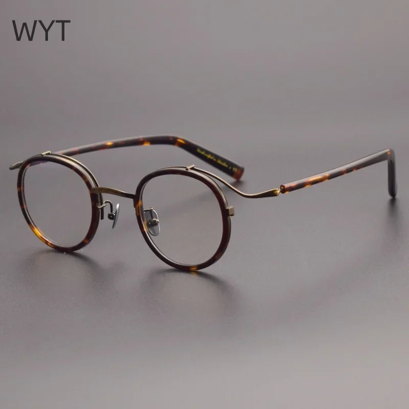 

WYT Vintage titanium frame men's glasses round frame big face lady light luxury fashion literature can be matched with myopia