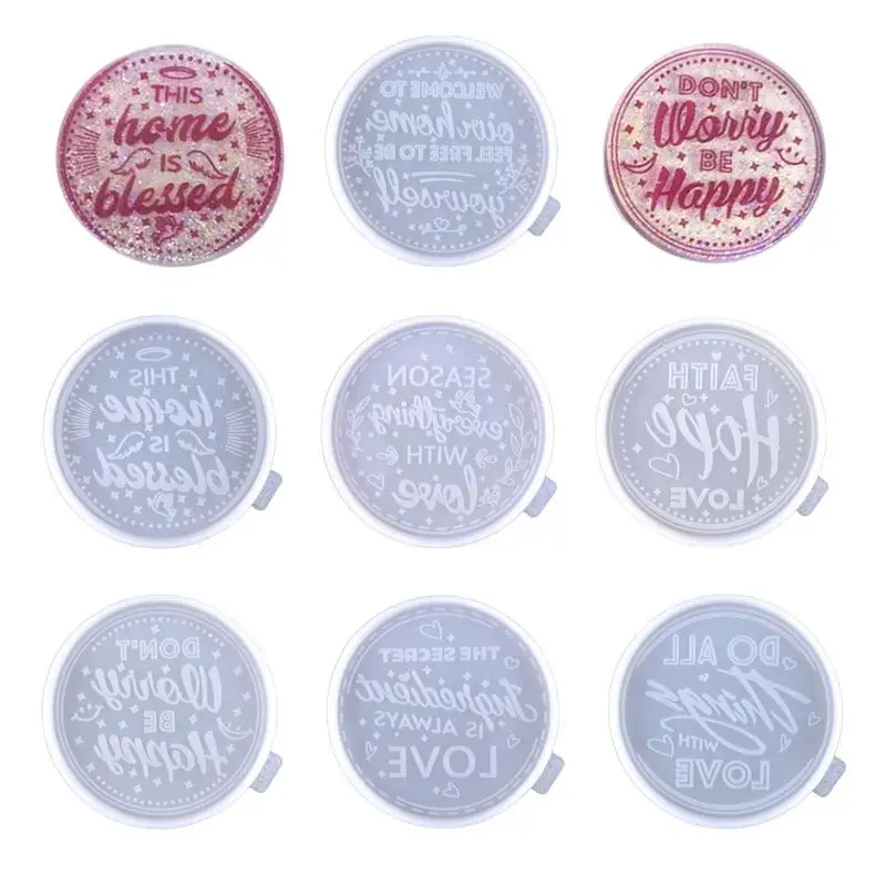 

Silicone Coaster Mold Round Silicone DIY Coaster Molds With Letter 7pcs Cup Tray Resin Casting Silicone Moulds For Resin Coaster