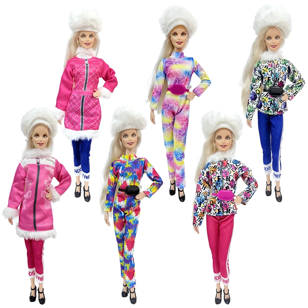 NK Official New Clothing For Barbie Doll Winter Ski Suits Fashion Sports Clothes Hats For 1/6 Doll Accessories 1/6 Doll  Toys JJ 1set 1 12 dollhouse miniature sports balls soccer football basketball outdoor sports scene decor toy doll house accessories