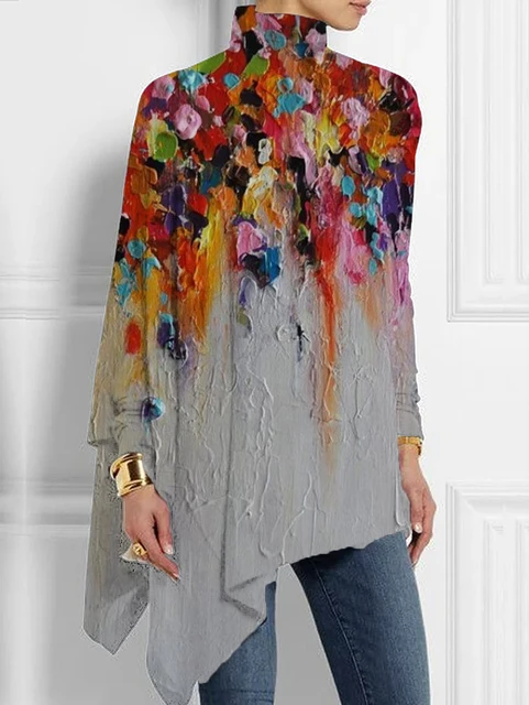 Women s Plus Size Irregular Hem Blouse: A Fashionable Statement for the Autumn-Winter Season