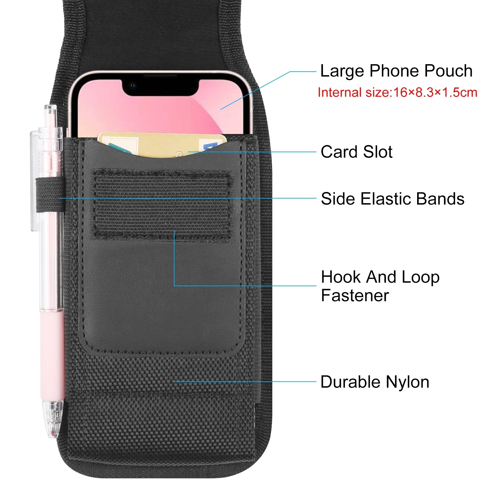 HAWEEL 6.1-6.8 inch / 4.7 inch Nylon Cloth Phone Belt Clip Horizontal Carrying Pouch with Card Slot HAWEEL Phone Belt Bag