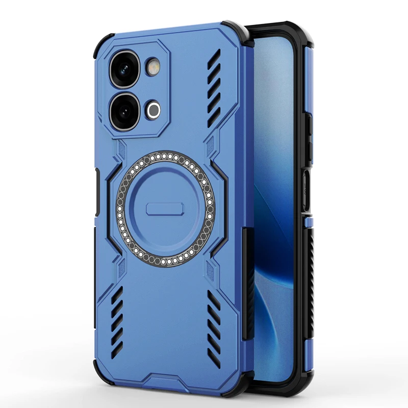 Rugged Hollow Heat Dissipation Armor Phone Case with Magnetic Shockproof Cover