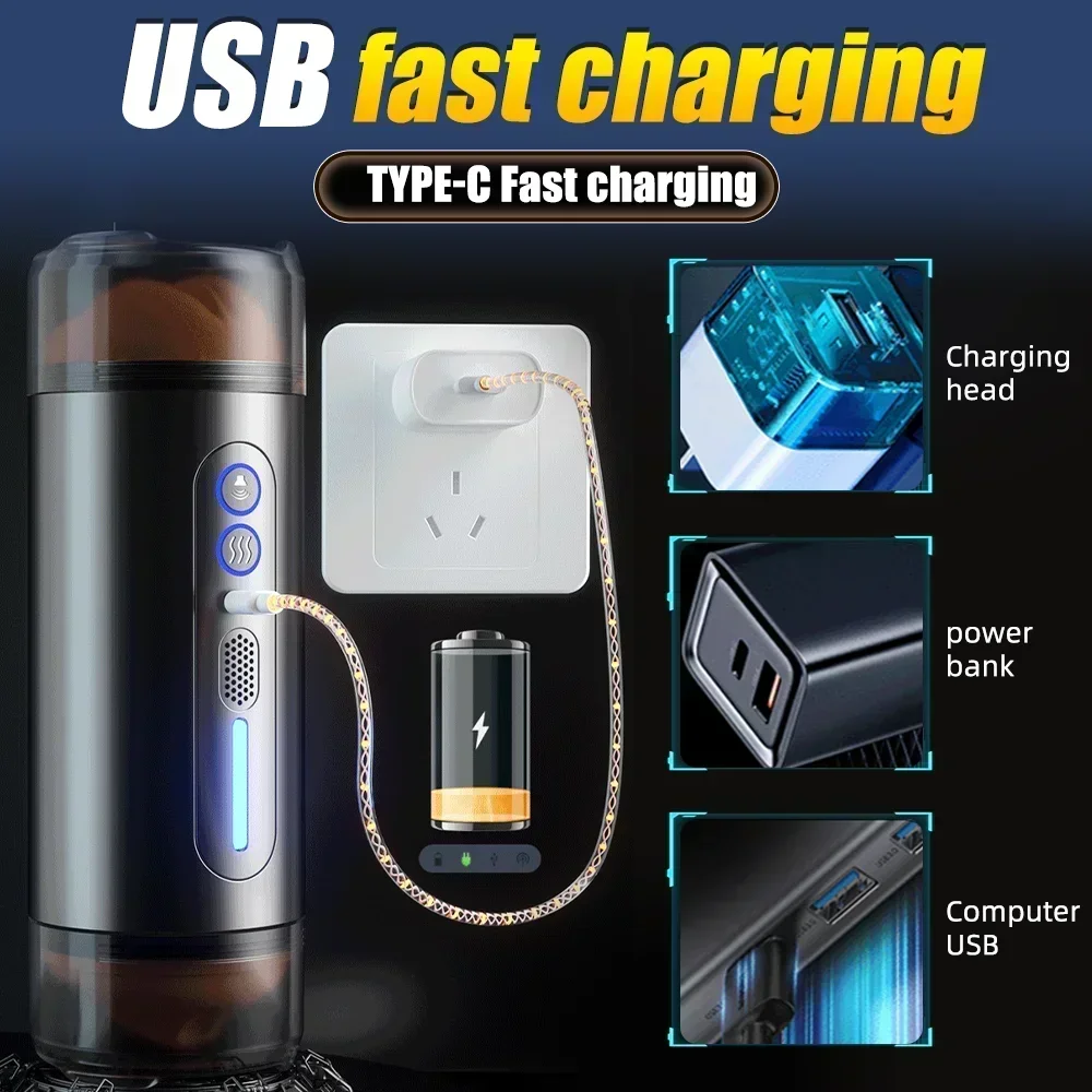 Male Masturbator Automatic Masturbation Cup Oral Vagina Blowjob Heating Vibrating Sex Machine For Men