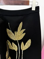 HIGH STREET Newest Fashion 2026 Designer Suit Set Women's 3/4 Sleeve Beaded Cropped Jacket Midi Skirt Suit 2pcs - Image 6