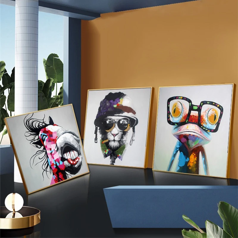

Funny Animals Frog Dog Monkey Canvas Posters and Prints Abstract Wall Art Pictures for Living Room Kids Room Home Decoration