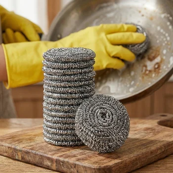 20-Pack 410 Stainless Steel Kitchen Scrubbers - Heavy-Duty Cleaning Balls for Grease & Stains 1