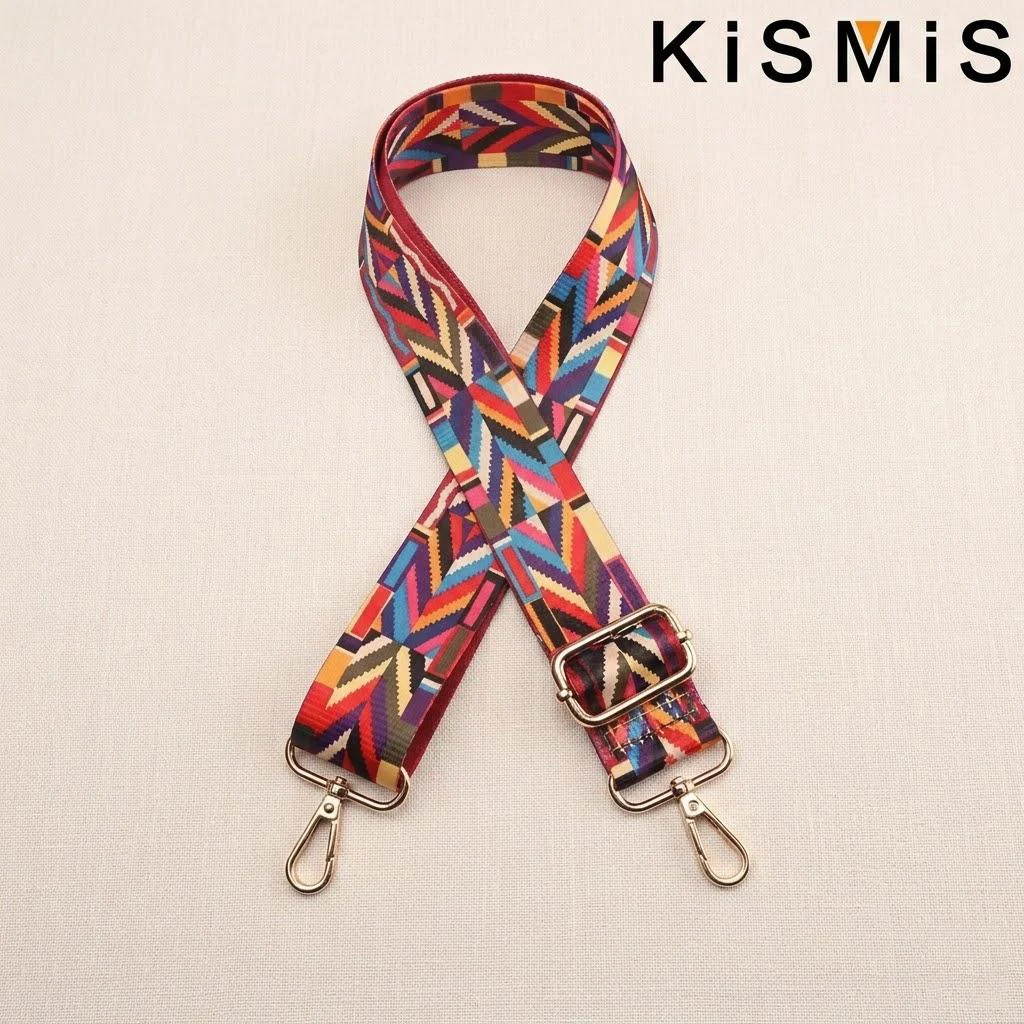 Embroidered Colorful Nylon Crossbody Strap for Women - Adjustable Fashion Shoulder Bag Accessory