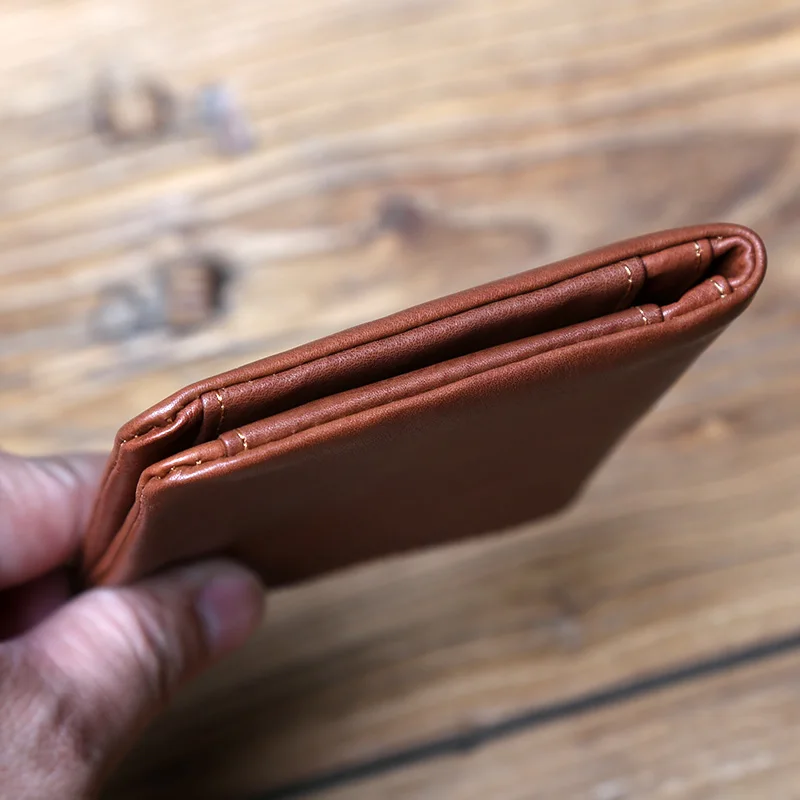 NZPJ Leather Men's Wallet Credit Card Bag Mini Wallet Top Cowhide Coin Wallet Women's Wallet Thin Wallet Vertical Photo Wallet