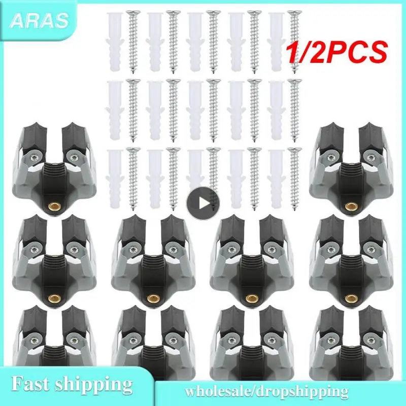 

1/2PCS Mop Broom Holder Hooks Heavy Duty Stainless Steel Broom Organizer Clips Hanger Home Bathroom Storage Rack Wall Mount