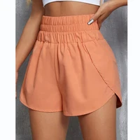 Women Casual Running Shorts Gym Outdoor Workout Fitness High Waist Elastic Shorts Solid Color Loose Push Up Yoga Joggers Shorts 1