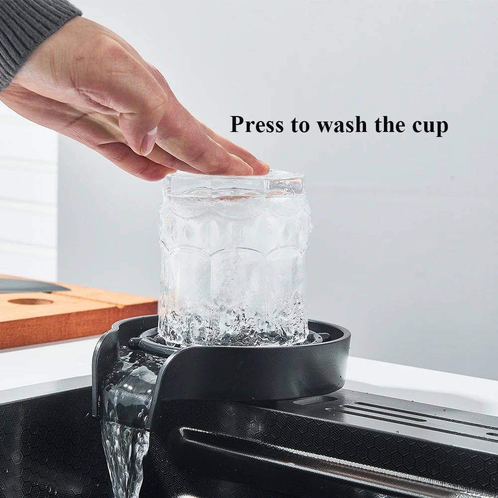 Multifunction Kitchen Sink Stainless Steel with Faucet Digital Display Large Single Bowl Cup Washer With Hot and Cold Water Tap