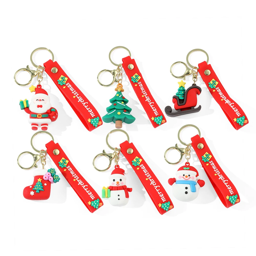 

New Style Christmas Tree Snowman Santa Claus Silicone Keychain Accessories Pendant Cute Soft Glue Doll Jewelry Christmas Gifts