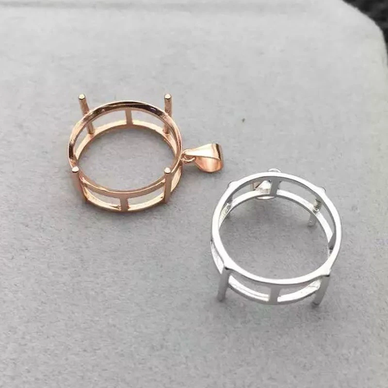 Simple Round Gemstone Pendant Mounting Setting 925 Silver Pendant Setting with Gold Plated Price Jewelry DIY Supplier
