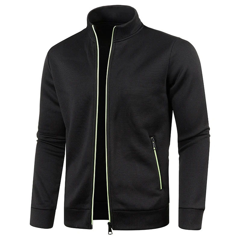 2023 Autumn Winter New Solid Color Round Neck Long Sleeve Zipper Cardigan Man Casual Loose Jacket Men Fashion All-match Coat