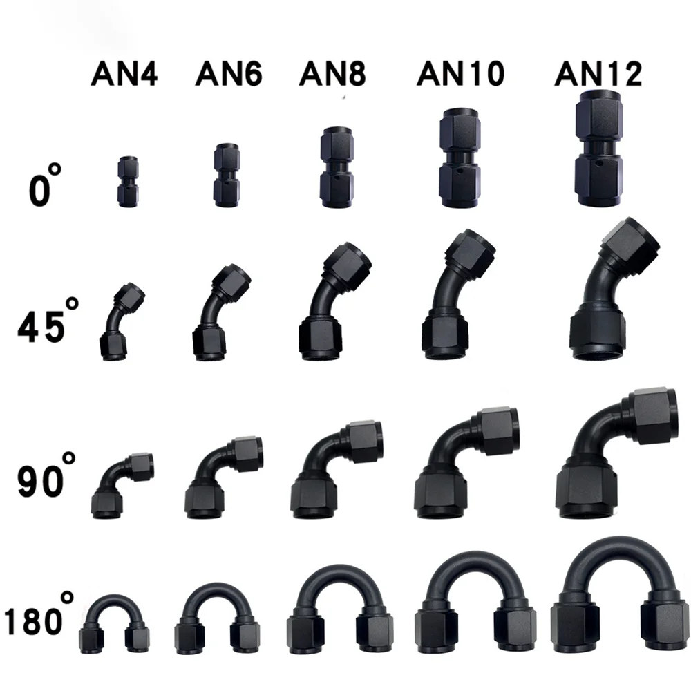 Universal AN4 AN6 AN8 AN10 AN12 Female To Female Union 0/45/90/180 ...