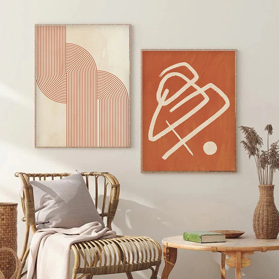 Abstract Burnt Orange Boho Posters