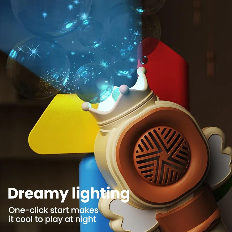 Handheld Windmill Bubbles Machine Automatic Bubbles Blowing 360 Rotate Bubble Sticks with Light Magic Outdoor Toys for Kids