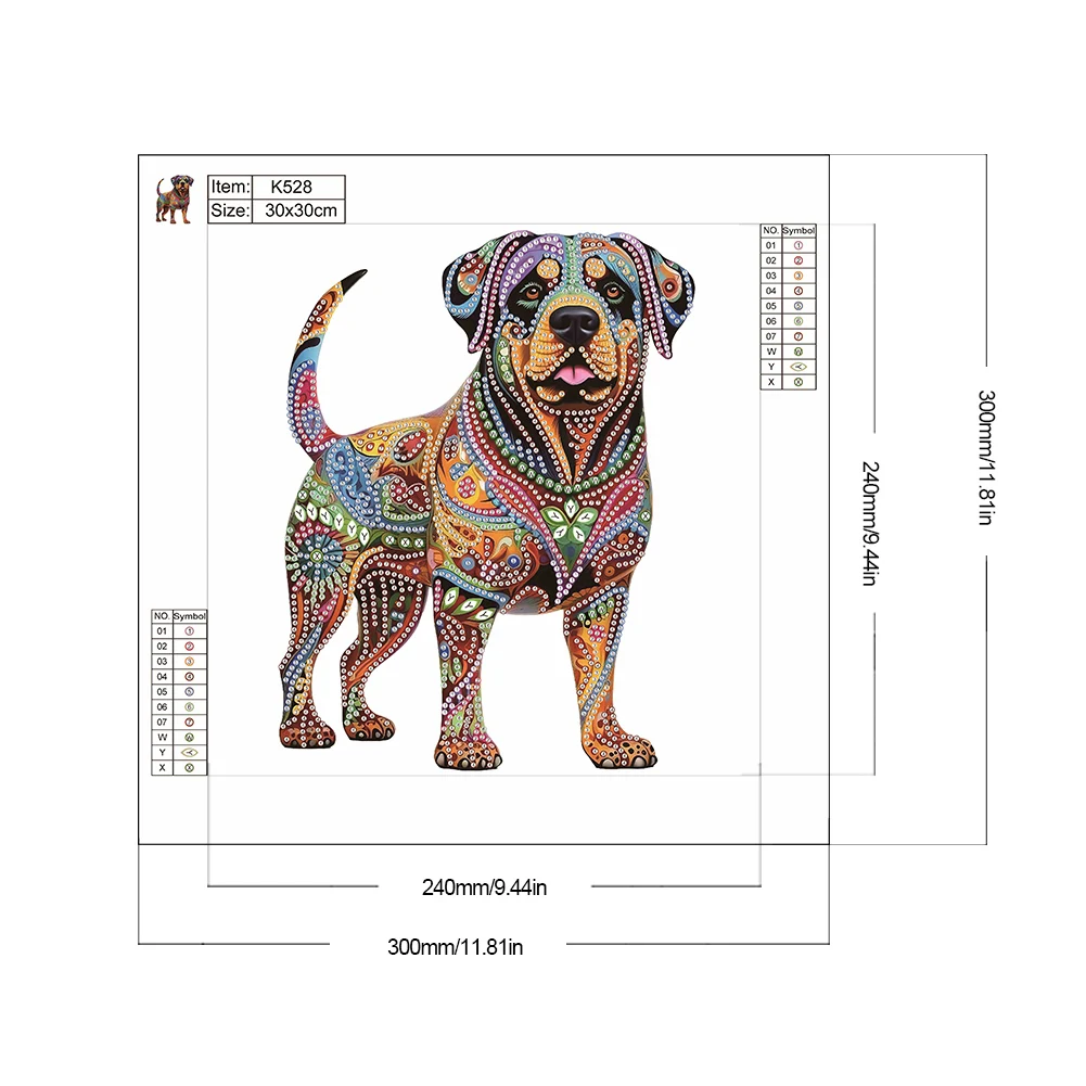 30*30CM 5D DIY Partial Special Shaped Drill Diamond Painting Color Dog Kit Home Decoration Art Craft Mosaic Painting