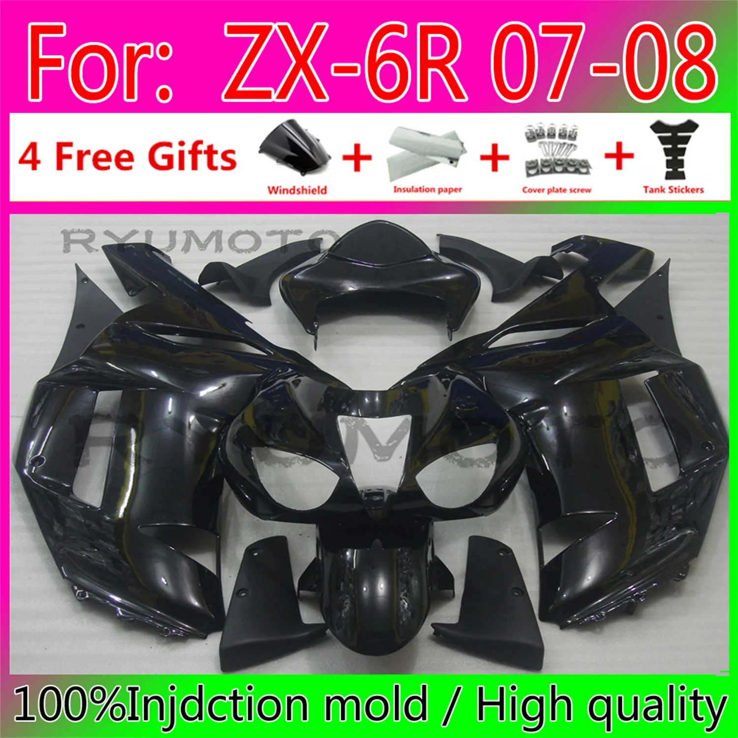 New ABS whole Motorcycle Fairings Kit Fit For Kawasaki ZX6R 2007 2008