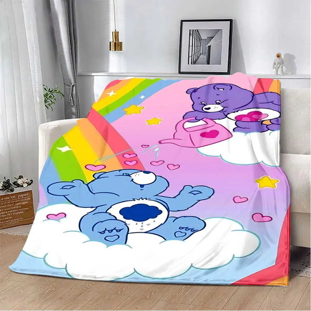 Cute Cartoon Care Bears Printed Blanket Picnic Blankets Warm Blanket Soft and Comfortable Blanket Home Travel Birthday Gift 3